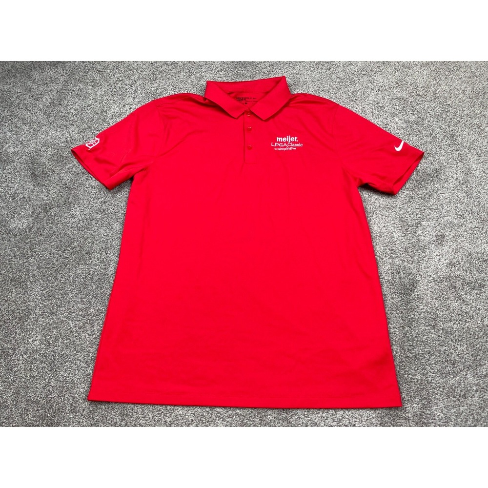 Nike Golf Polo Mens Large Bright Red Detroit Red Wings Athleisure Preppy Classic